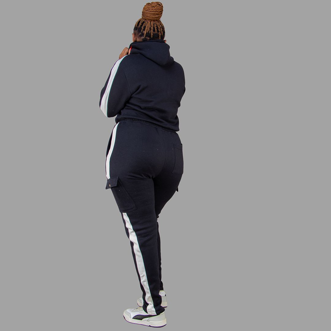 Women Black/White Hoodie Set