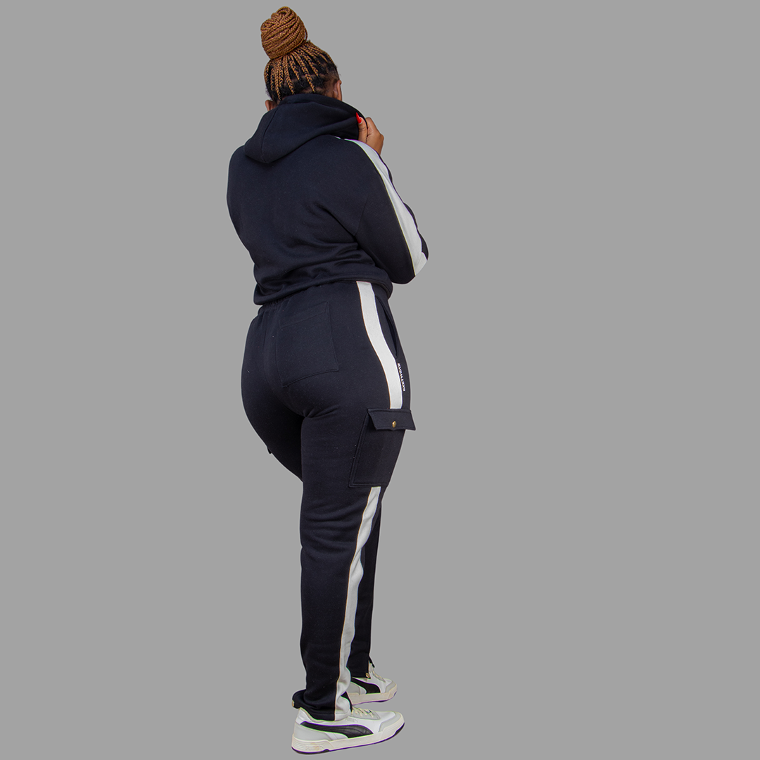 Women Black/White Hoodie Set