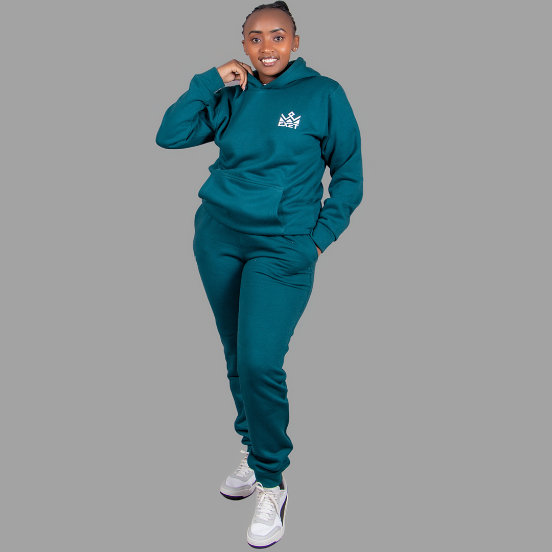 Women's Black Sweatsuit Set (Teal Blue).