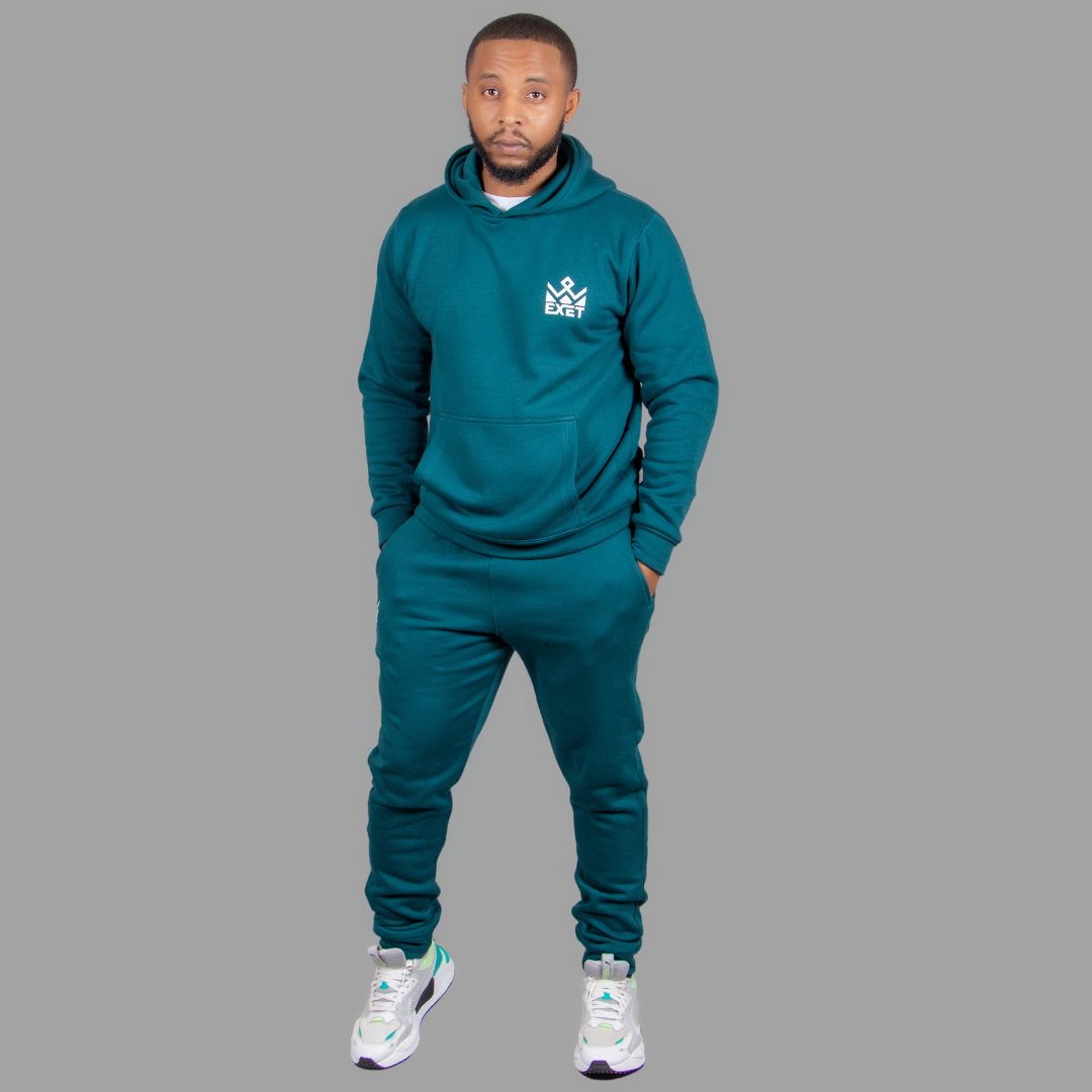 Exetwear Men's Teal Blue Hoodie Set