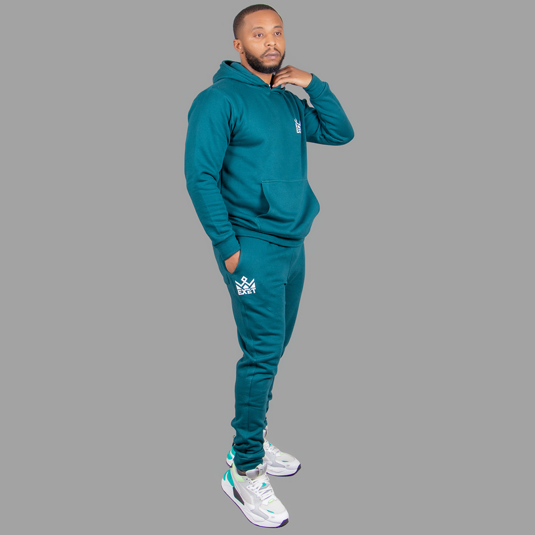 Exetwear Men's Teal Blue Hoodie Set