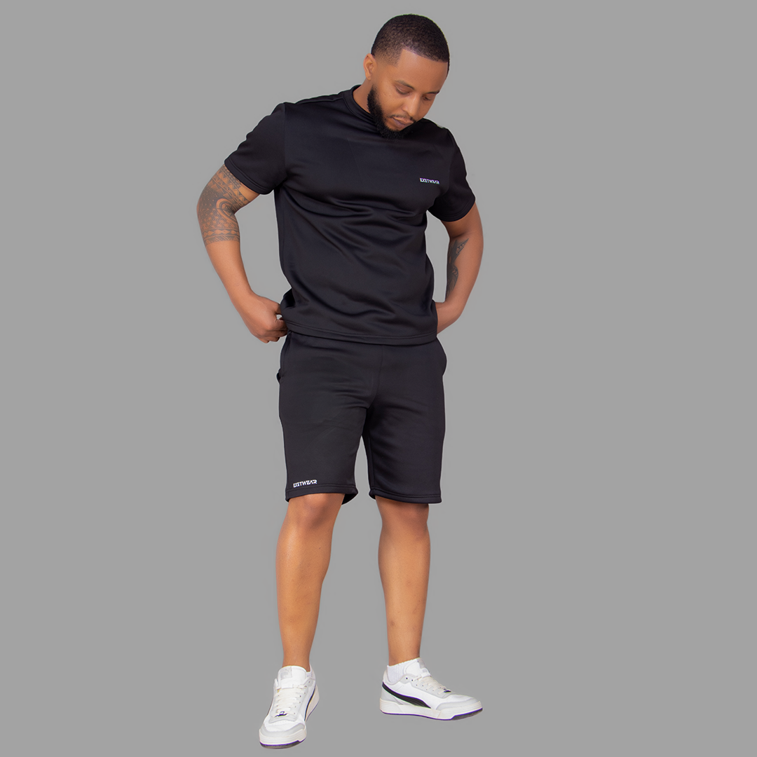 Men Black T-shirt Set