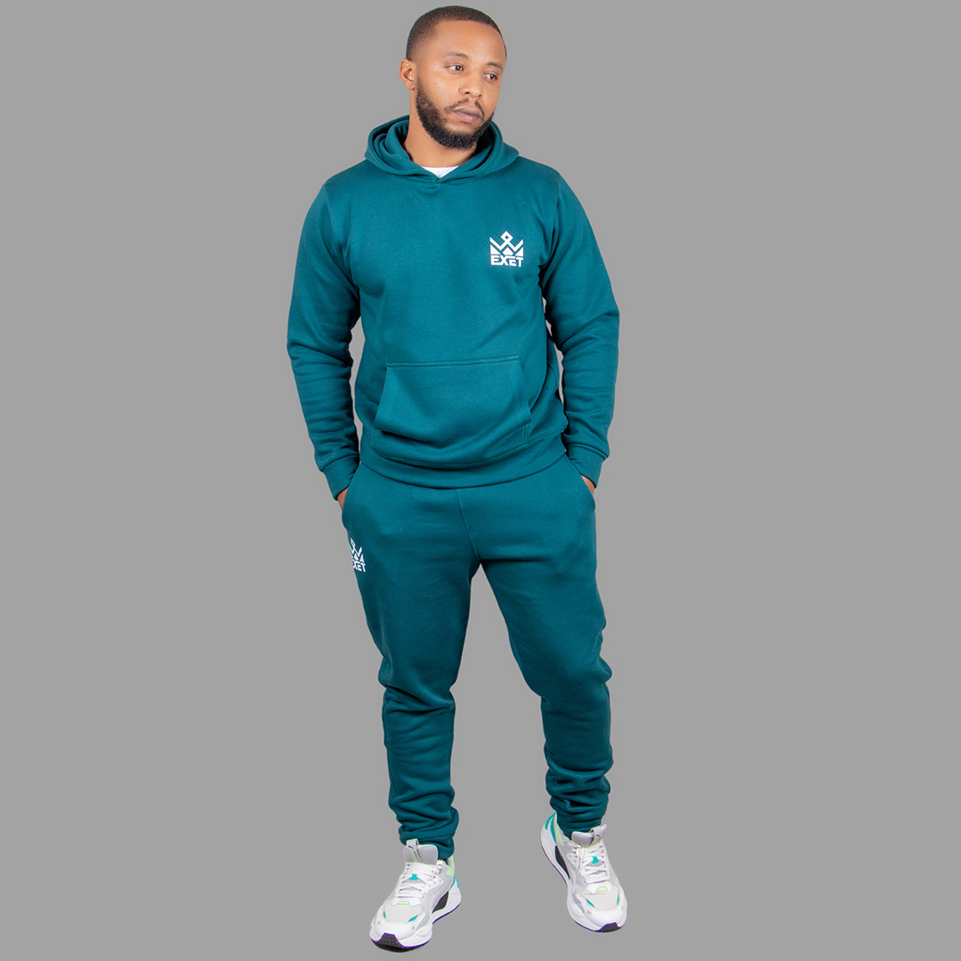 Exetwear Men's Teal Blue Hoodie Set