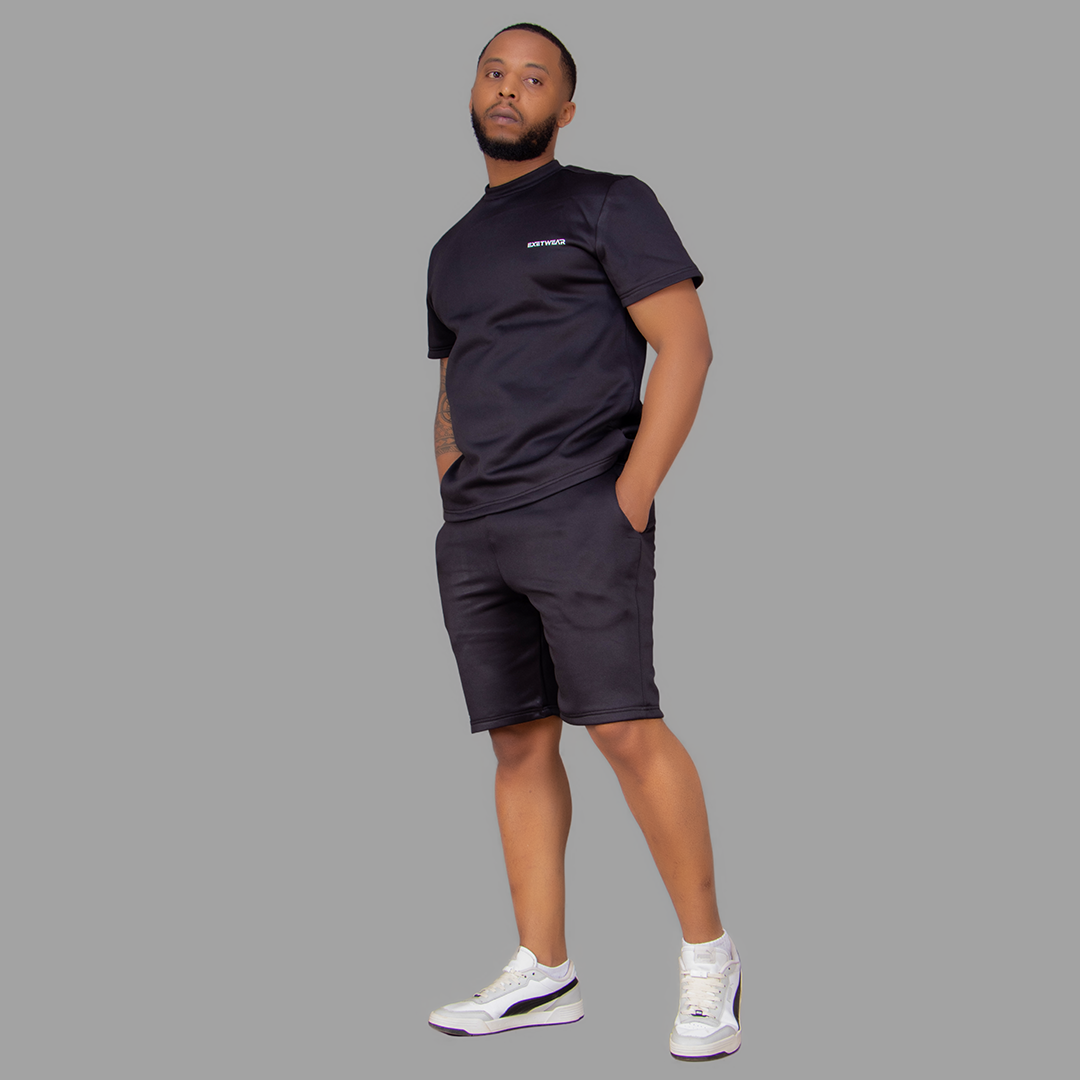 Men Black T-shirt Set