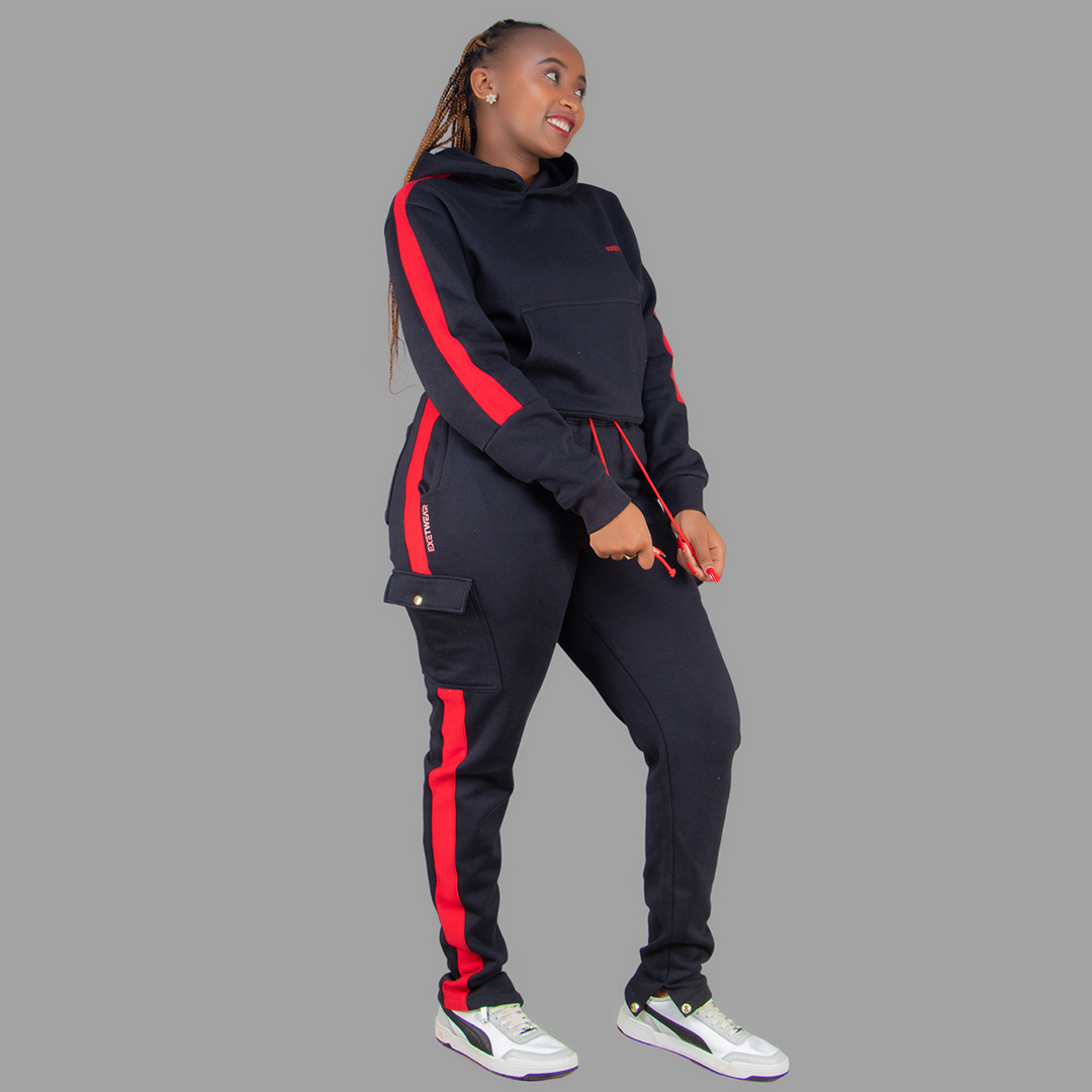 Women Black/Red Hoodie Set