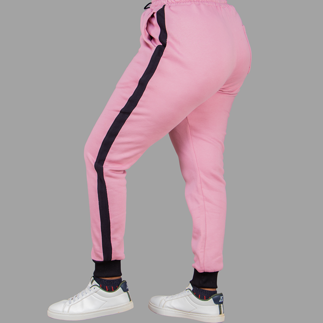 Women's Pink Hoodie Set (Black stripes).