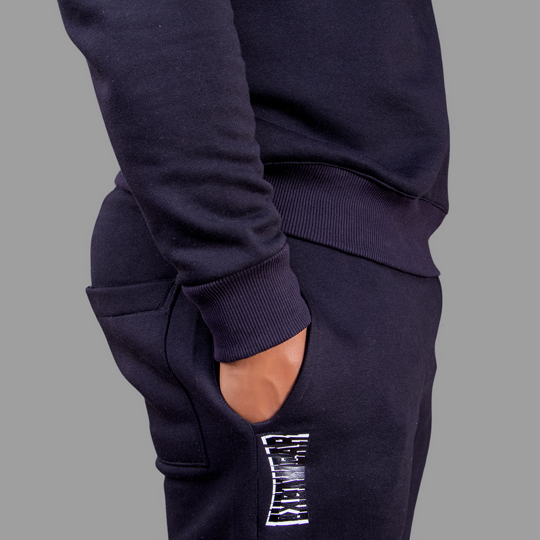 Men's Zip-Up Sweatshirt Set (Black).