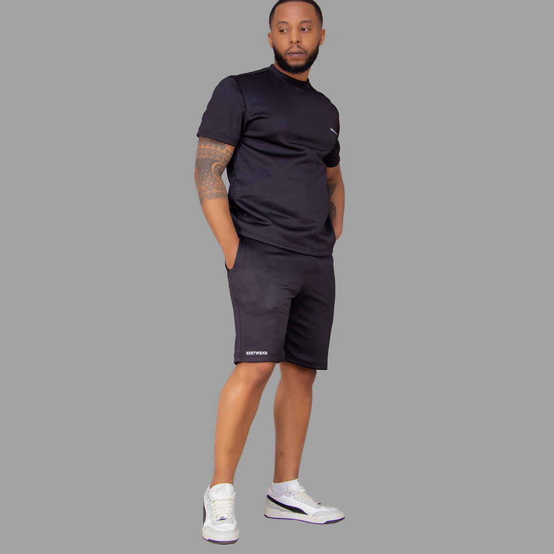 Men Black T-shirt Set