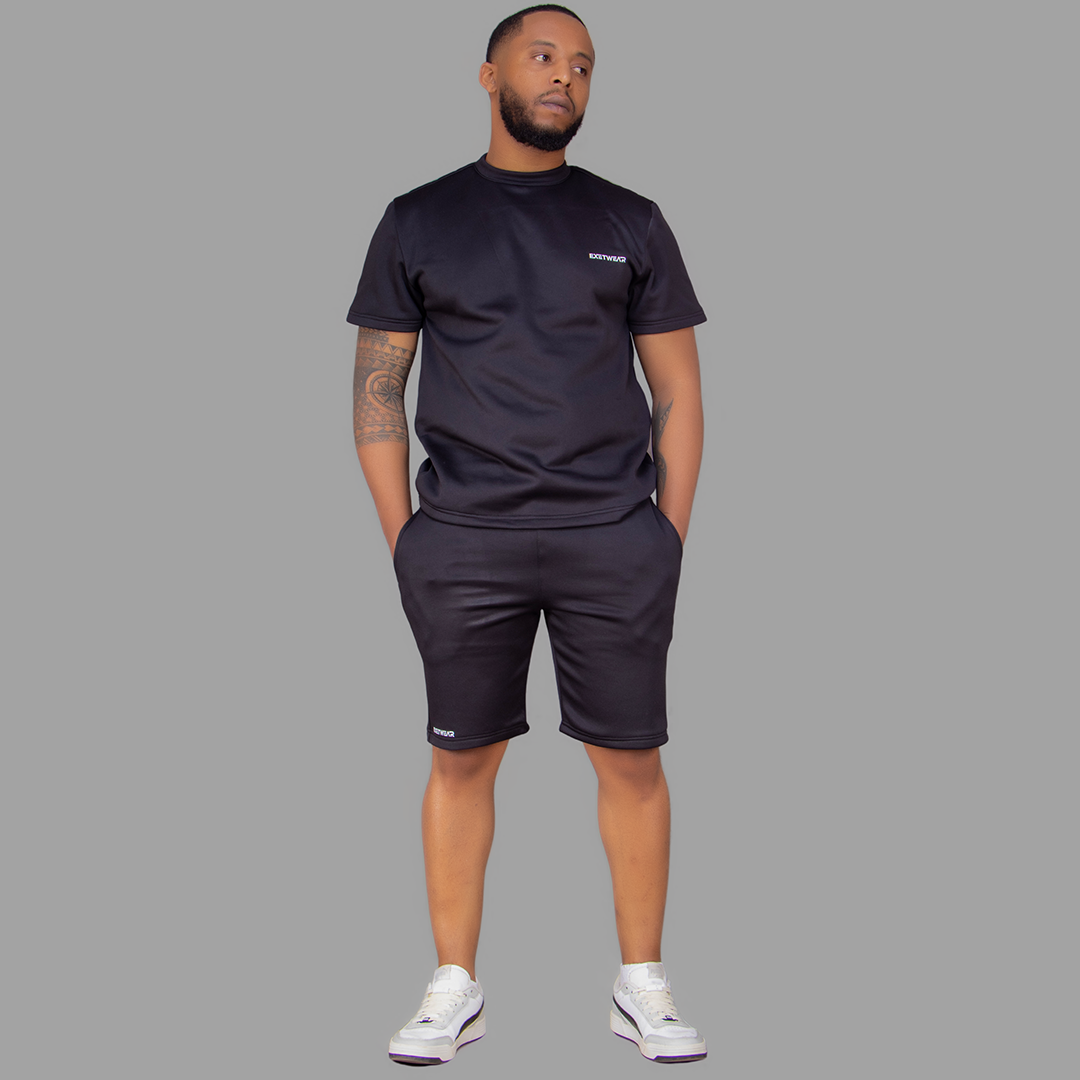 Men Black T-shirt Set