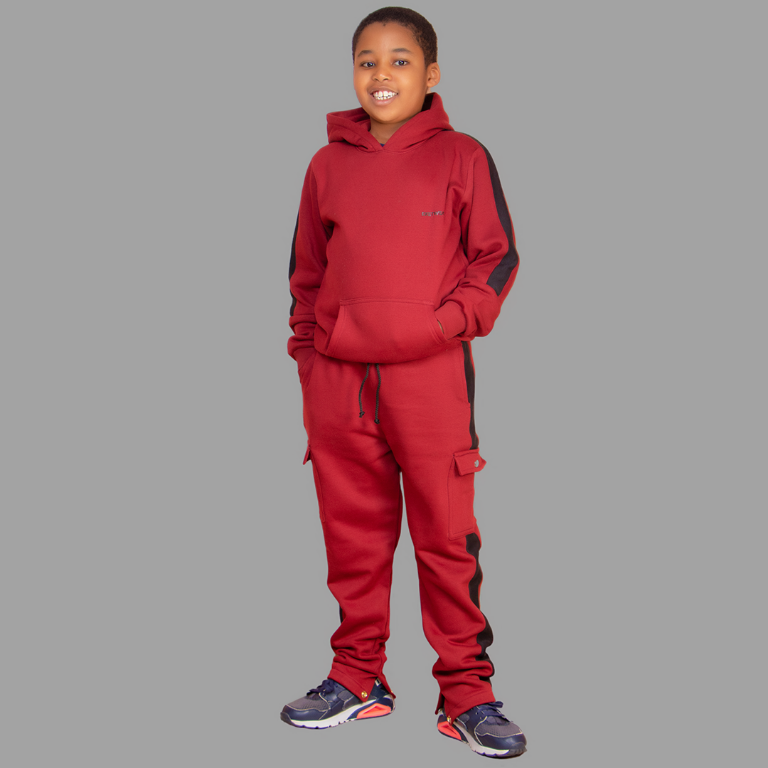 Boys Maroon Hoodie Set