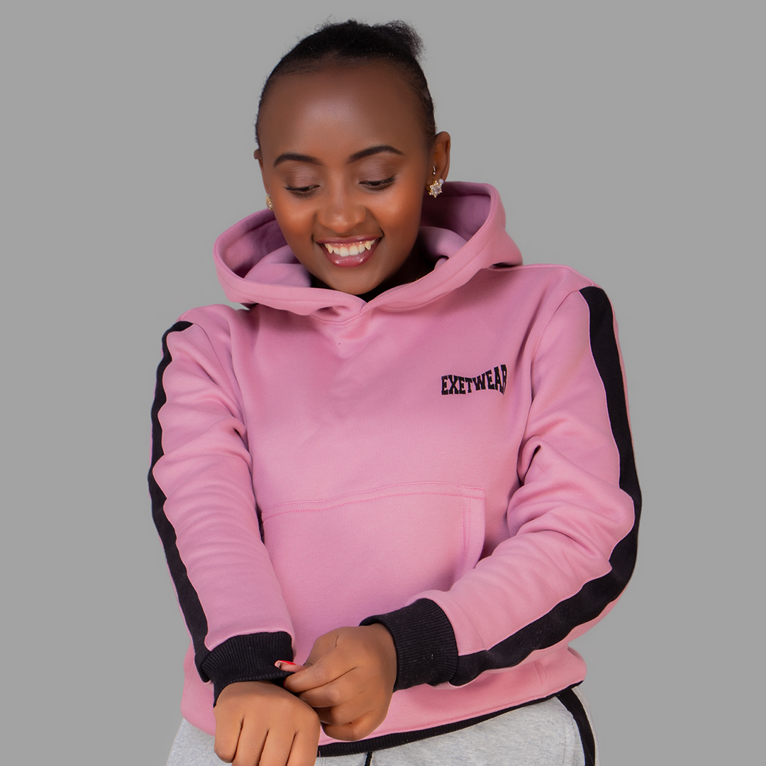 Exetwear Pink Hoodie (Black Stripes)