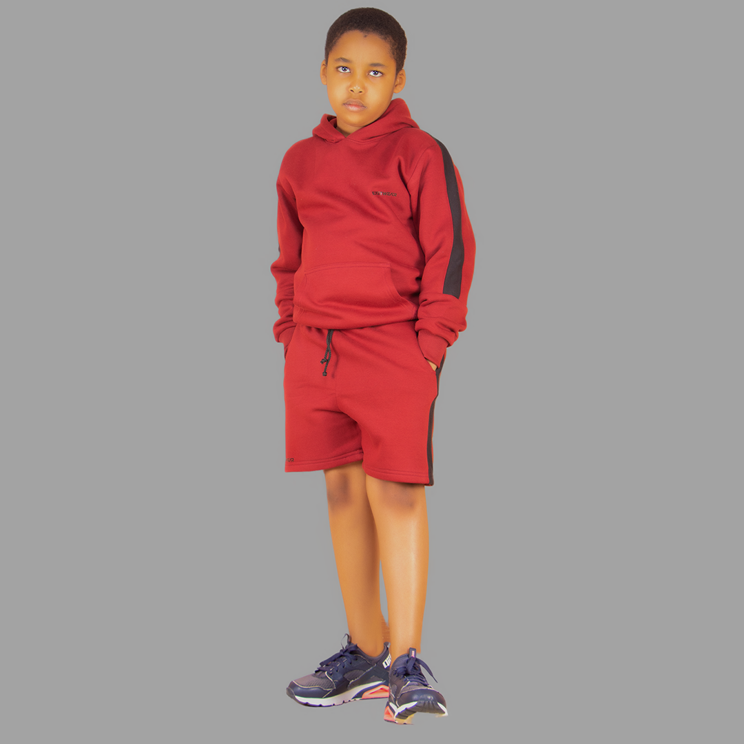 Boy's Maroon/Black Short Set