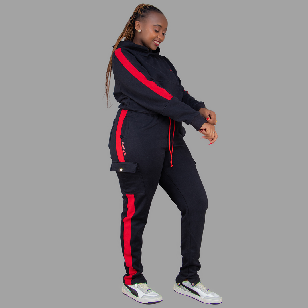 Women Black/Red Hoodie Set