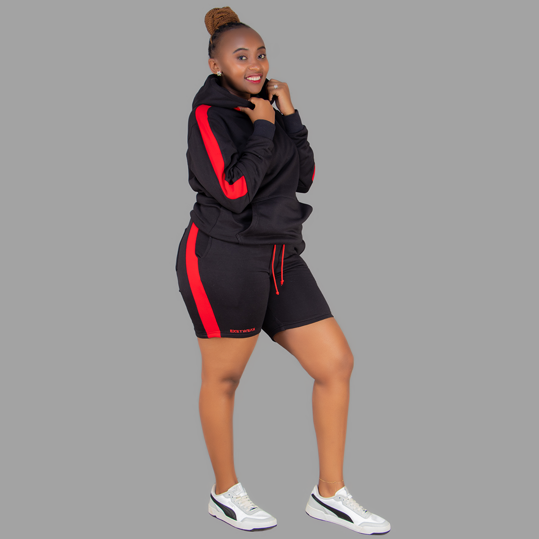 Women Black/Red Short Set