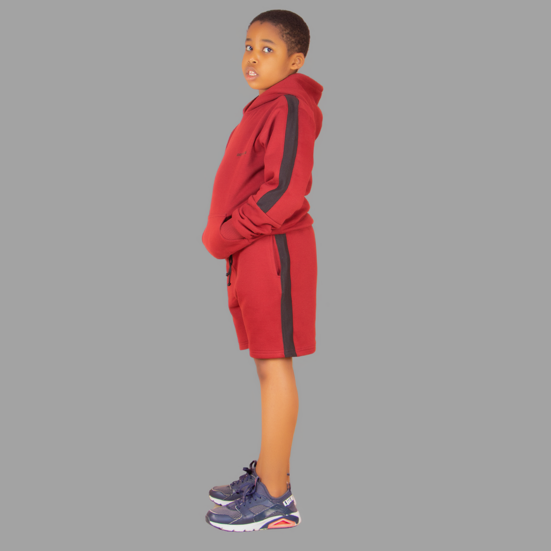 Boy's Maroon/Black Short Set