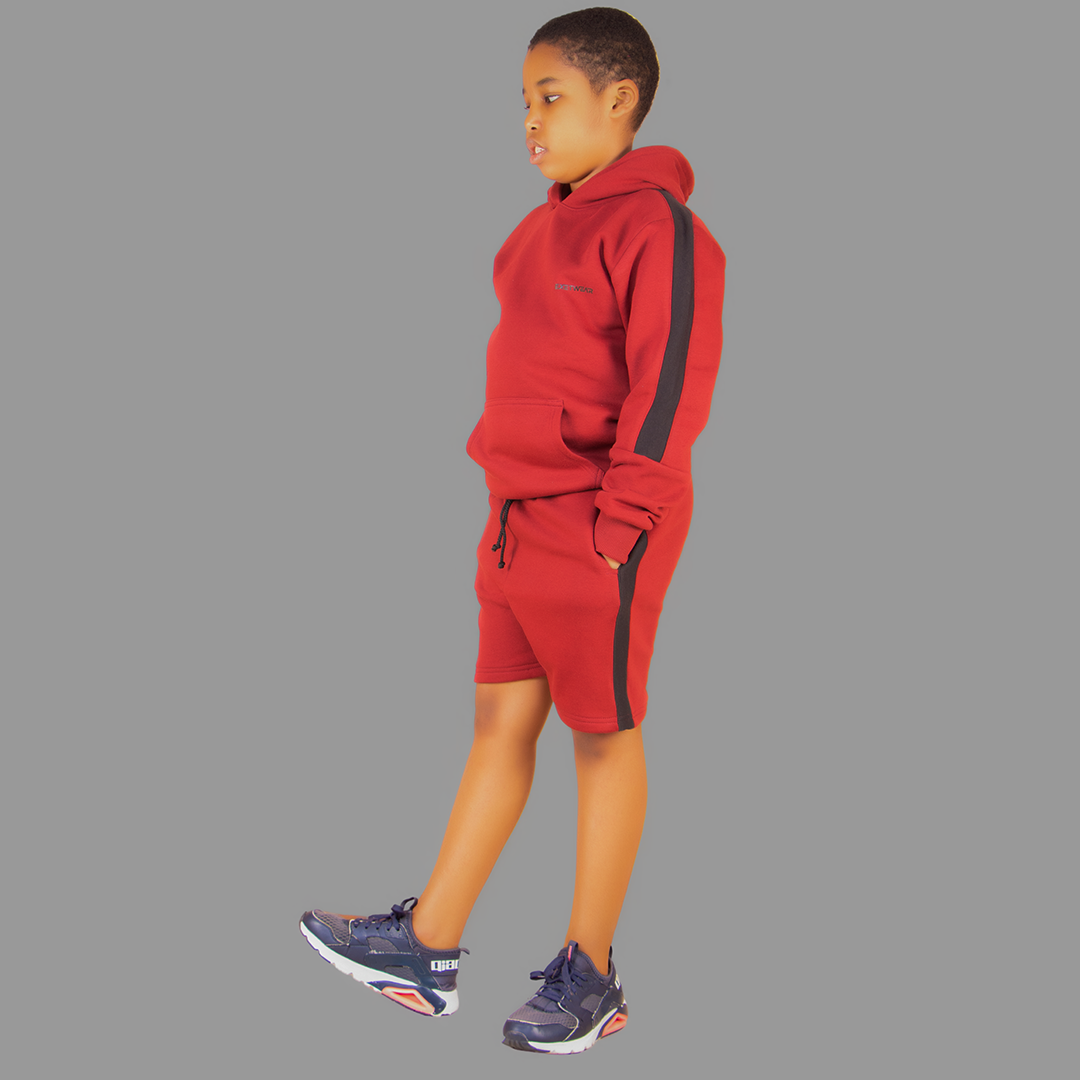 Boy's Maroon/Black Short Set