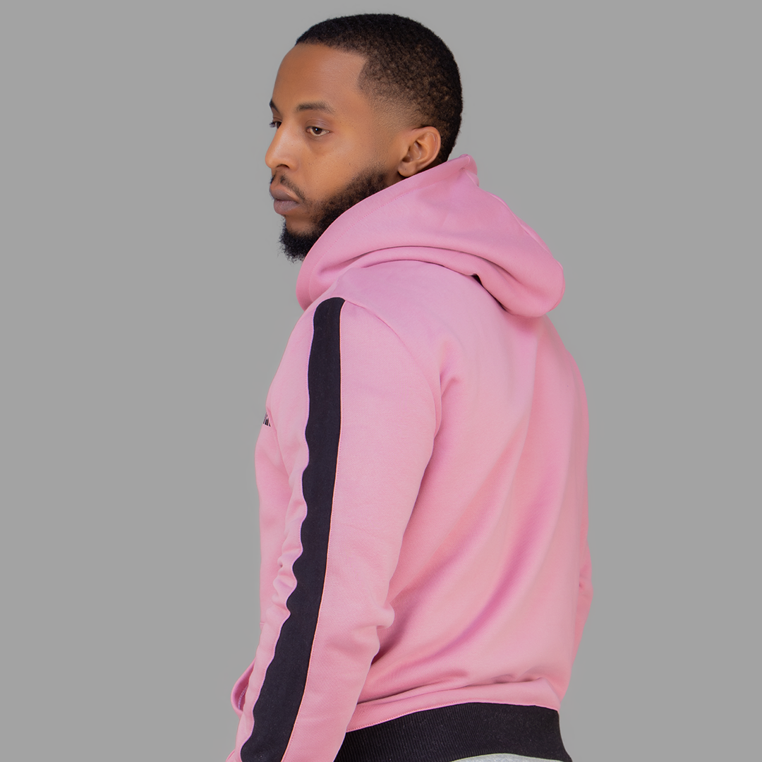 Exetwear Hoodie in Pink (Black Stripes).