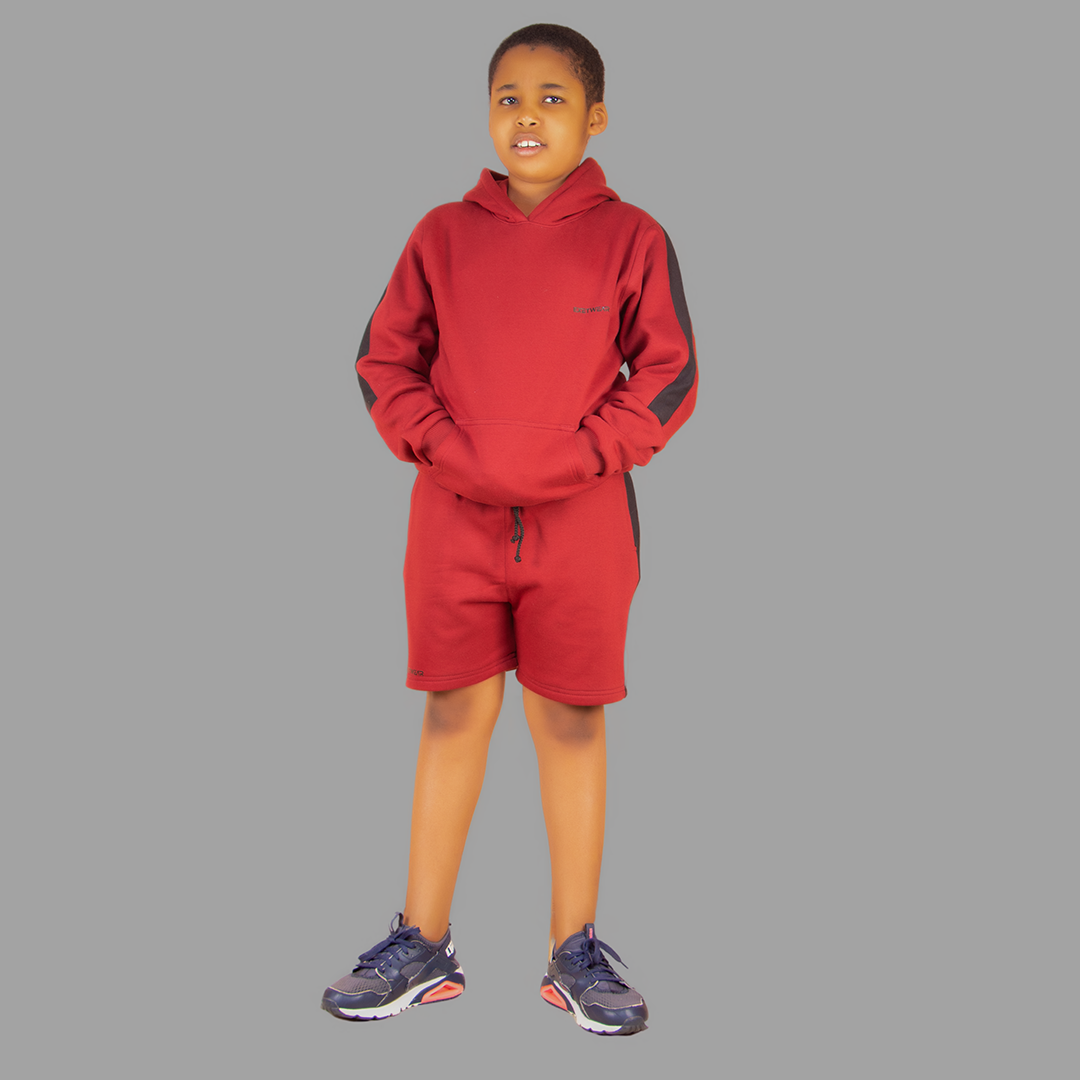 Boy's Maroon/Black Short Set