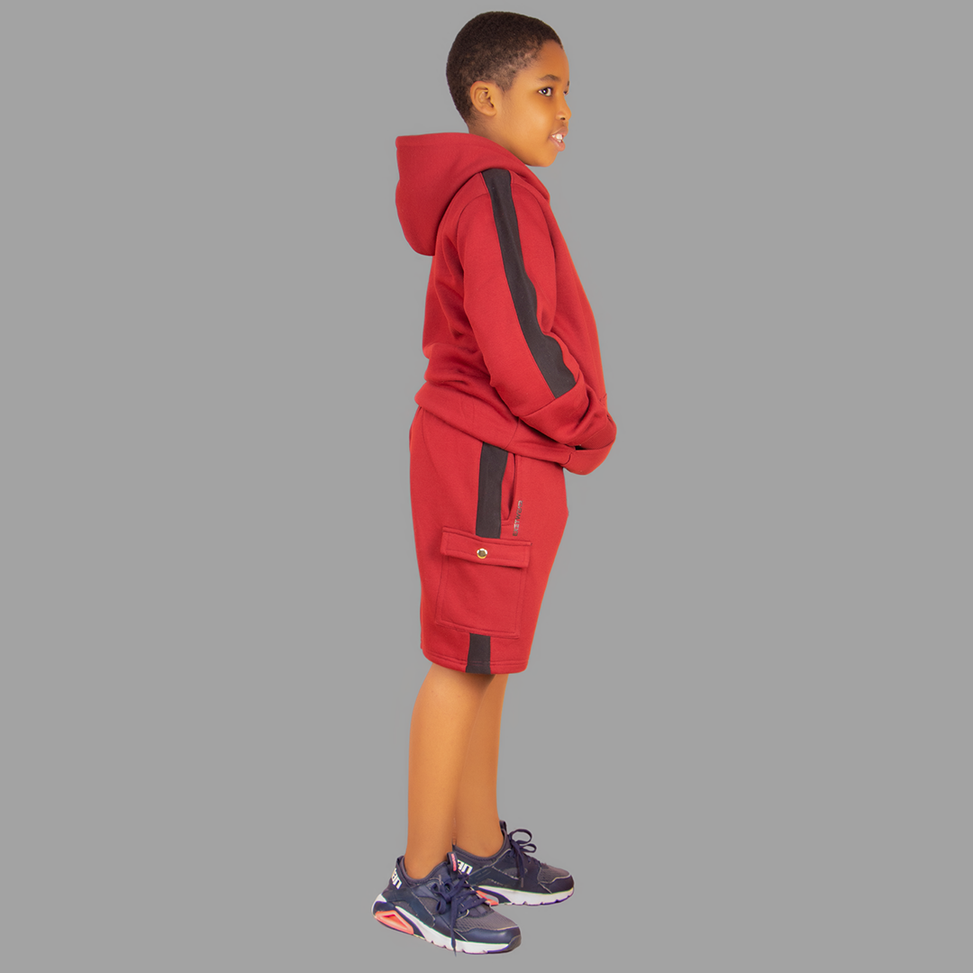 Boy's Maroon/Red Sweatshort Set