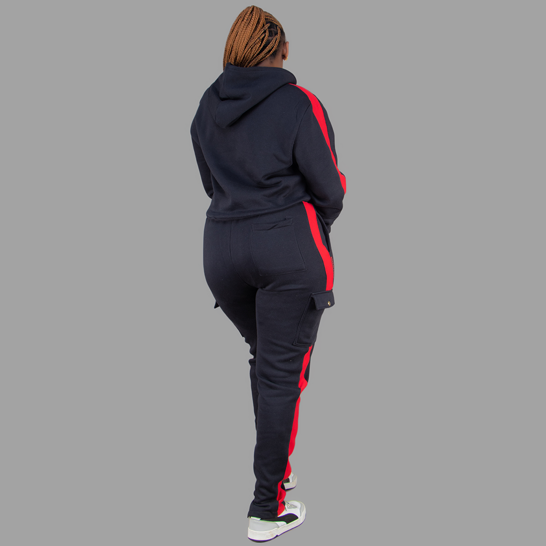 Women Black/Red Hoodie Set