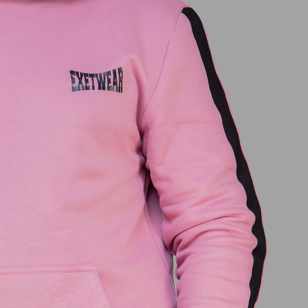 Exetwear Hoodie in Pink (Black Stripes).