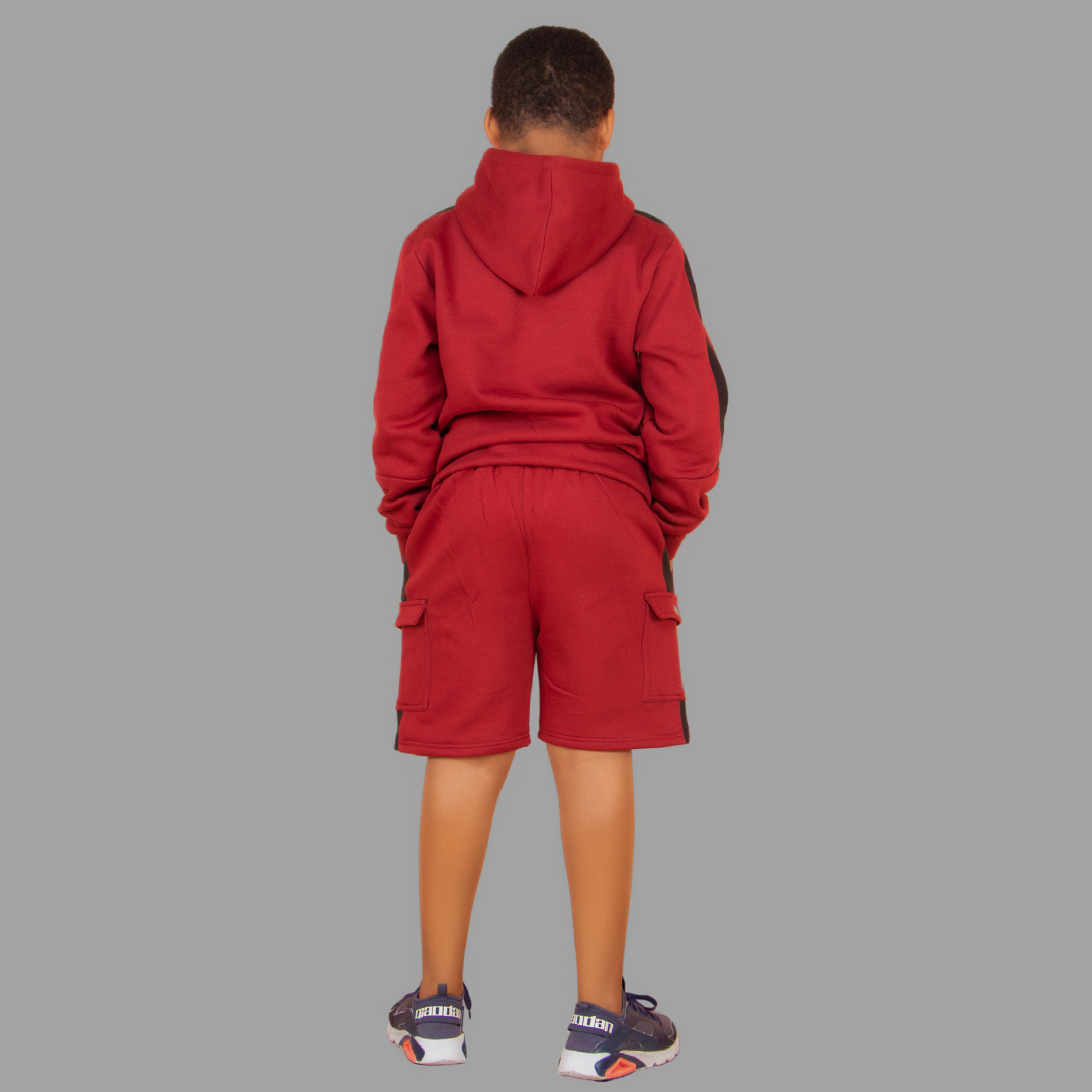 Boy's Maroon/Red Sweatshort Set