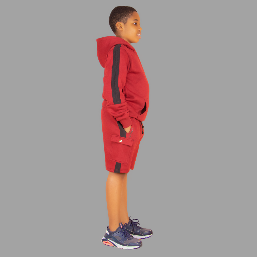 Boy's Maroon/Red Sweatshort Set