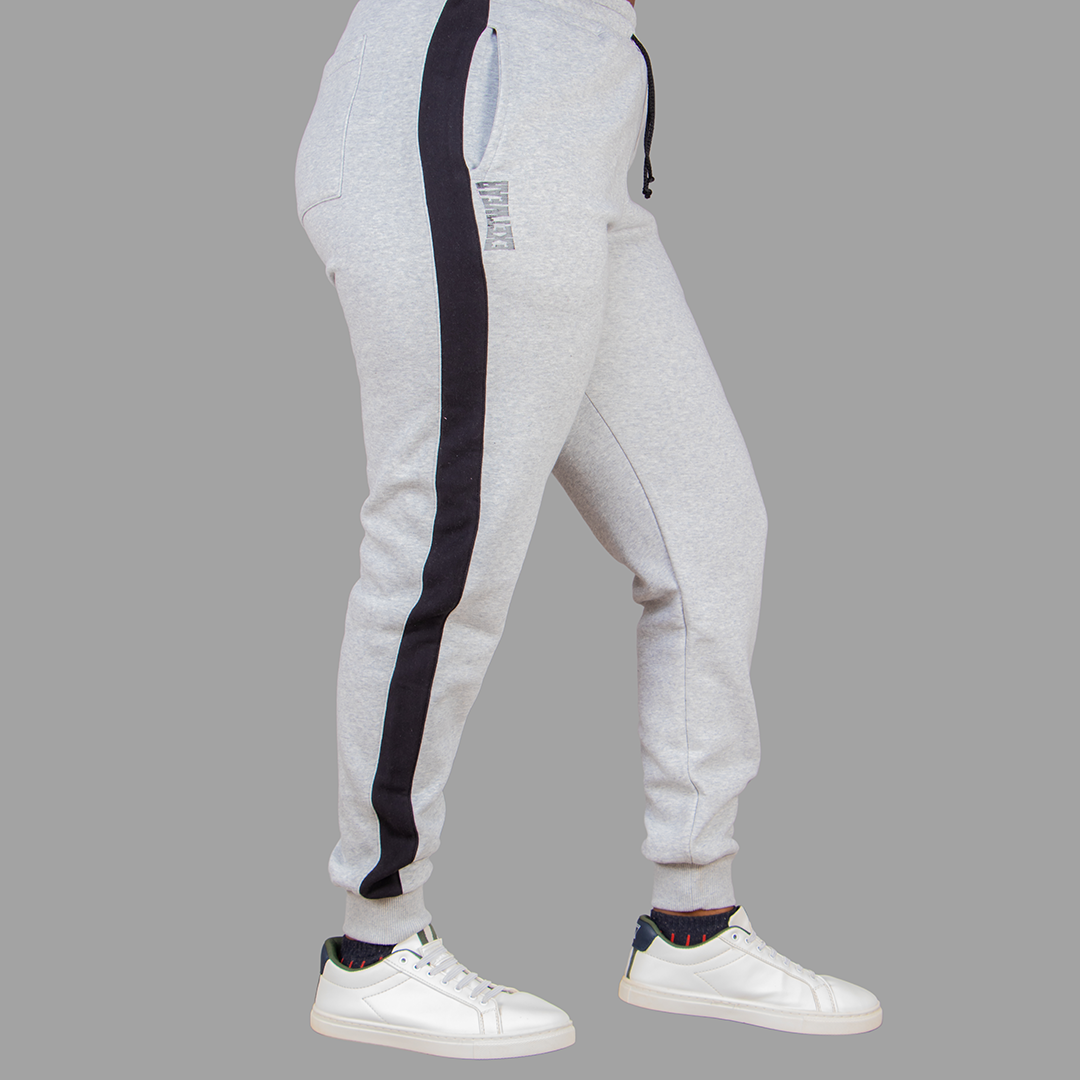 Women's Light Grey Sweatpants (Black Stripes)