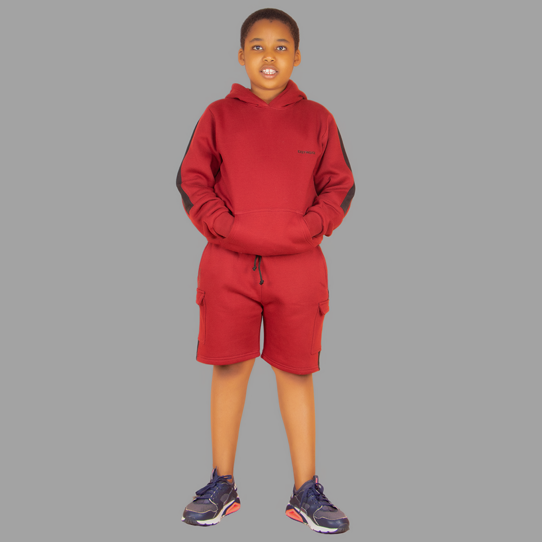 Boy's Maroon/Red Sweatshort Set