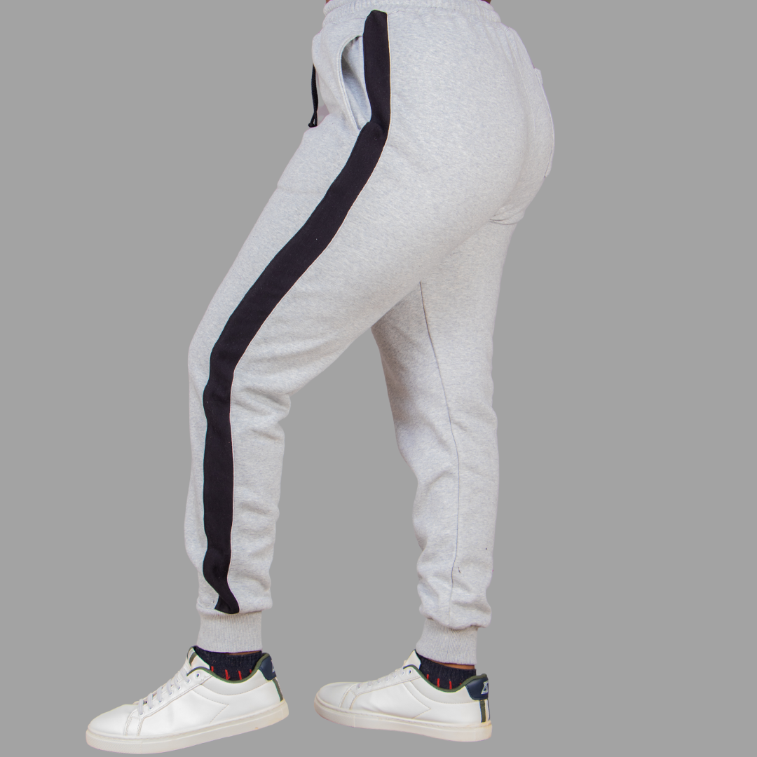 Women's Light Grey Sweatpants (Black Stripes)