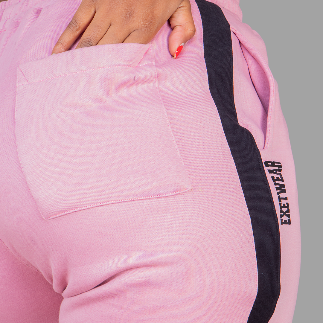 Women's pink Sweatpants (Black Stripe)