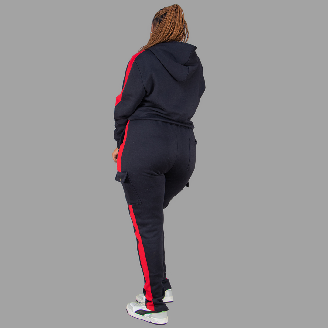 Women Black/Red Hoodie Set