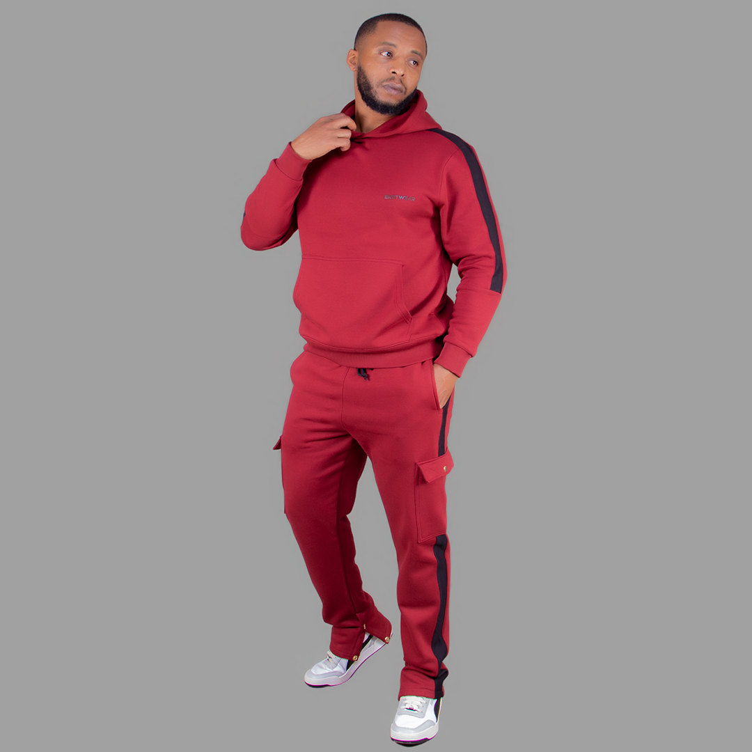 Men Maroon Hoodie set