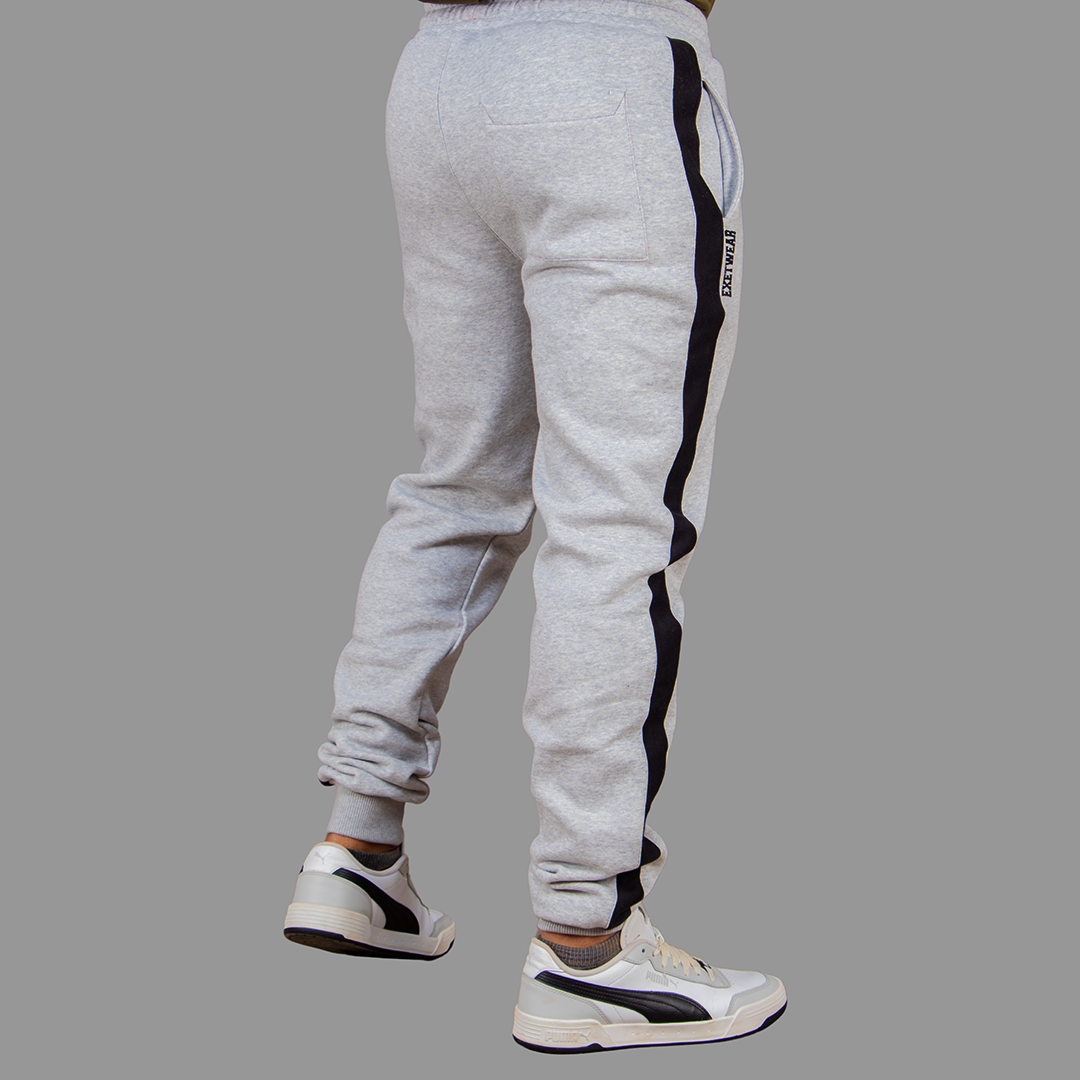 Men's Light Grey Sweatpants (Black Stripes)