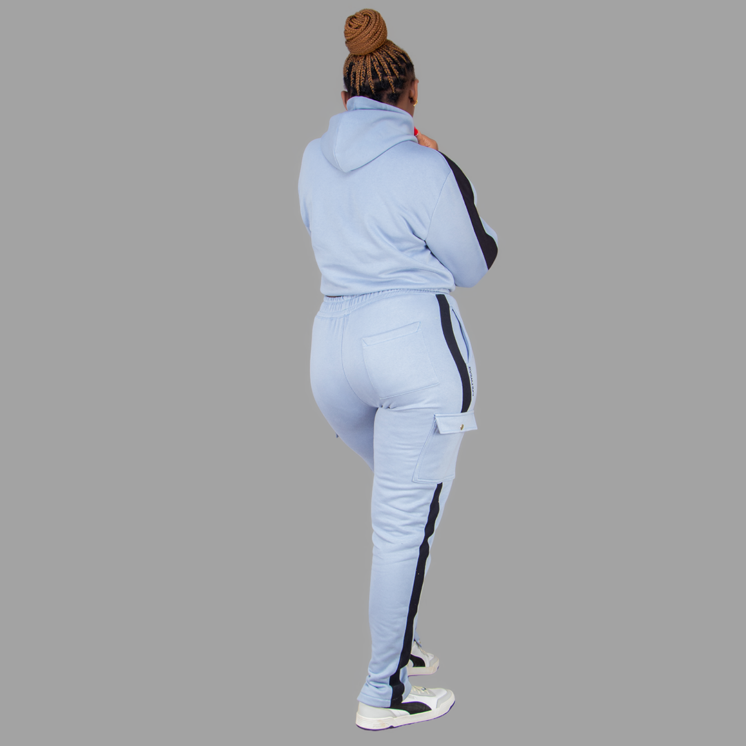 Women’s Sky Blue/Black Hoodie Set