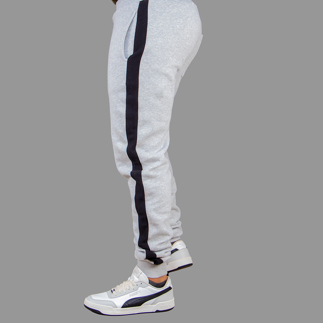 Men's Light Grey Sweatpants (Black Stripes)