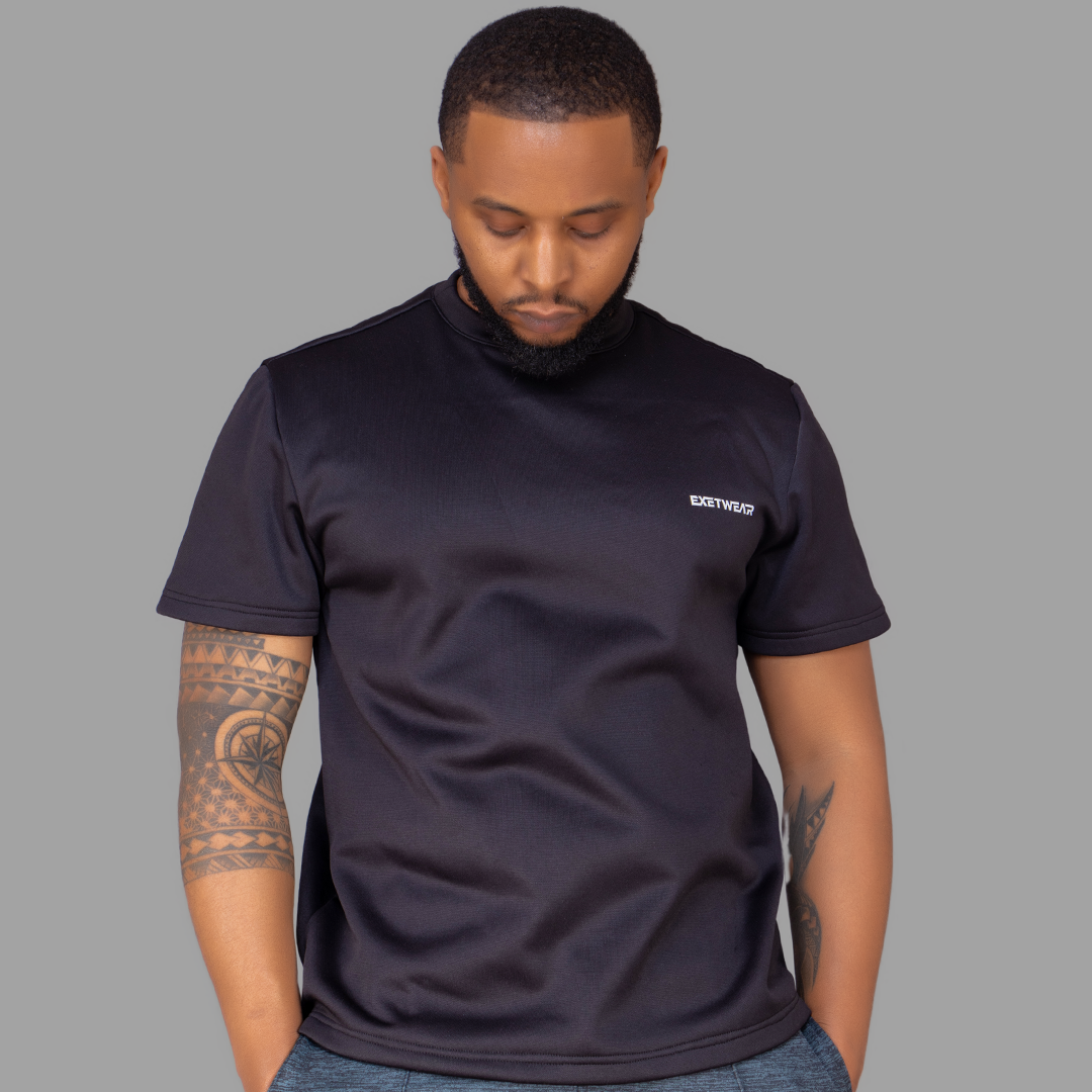 Men Black T-shirt Set