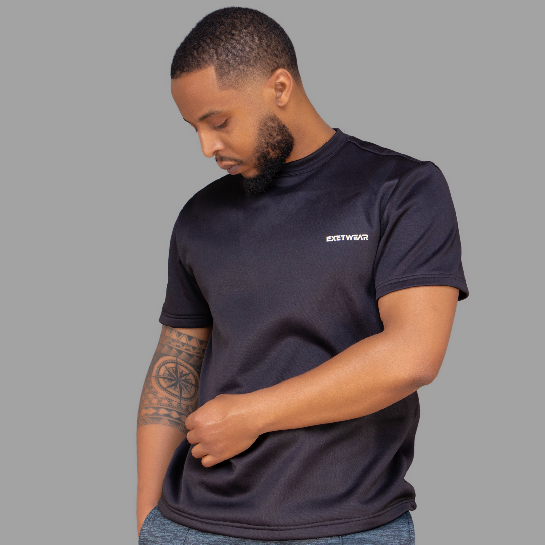 Men Black T-shirt Set