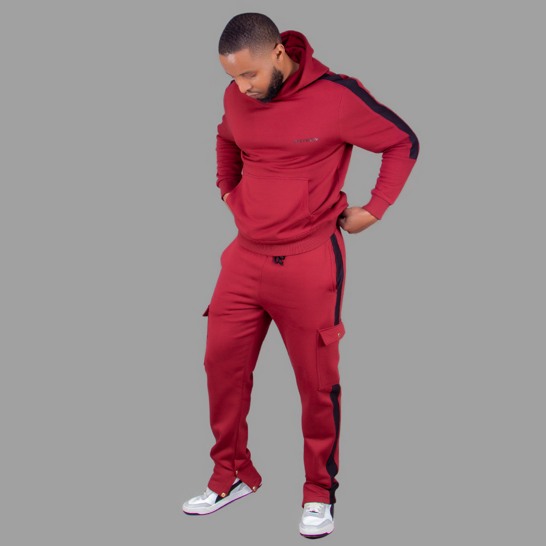 Men Maroon Hoodie set