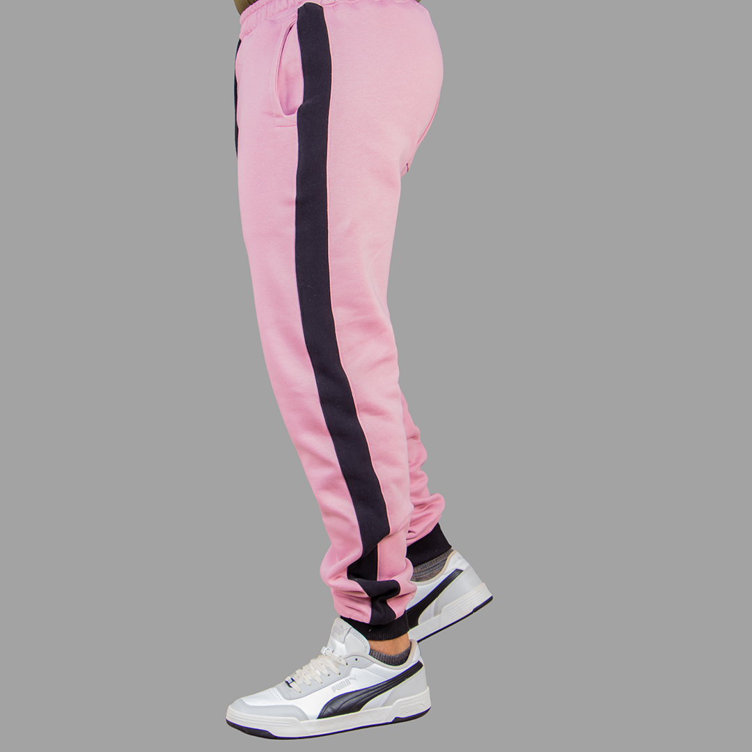 Men's pink Sweatpants (Black Stripe)