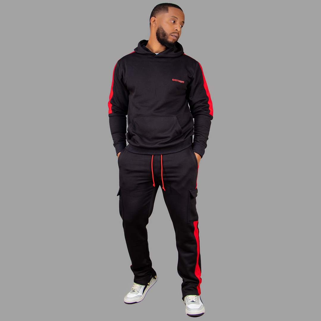 Men Black/Red Hoodie set