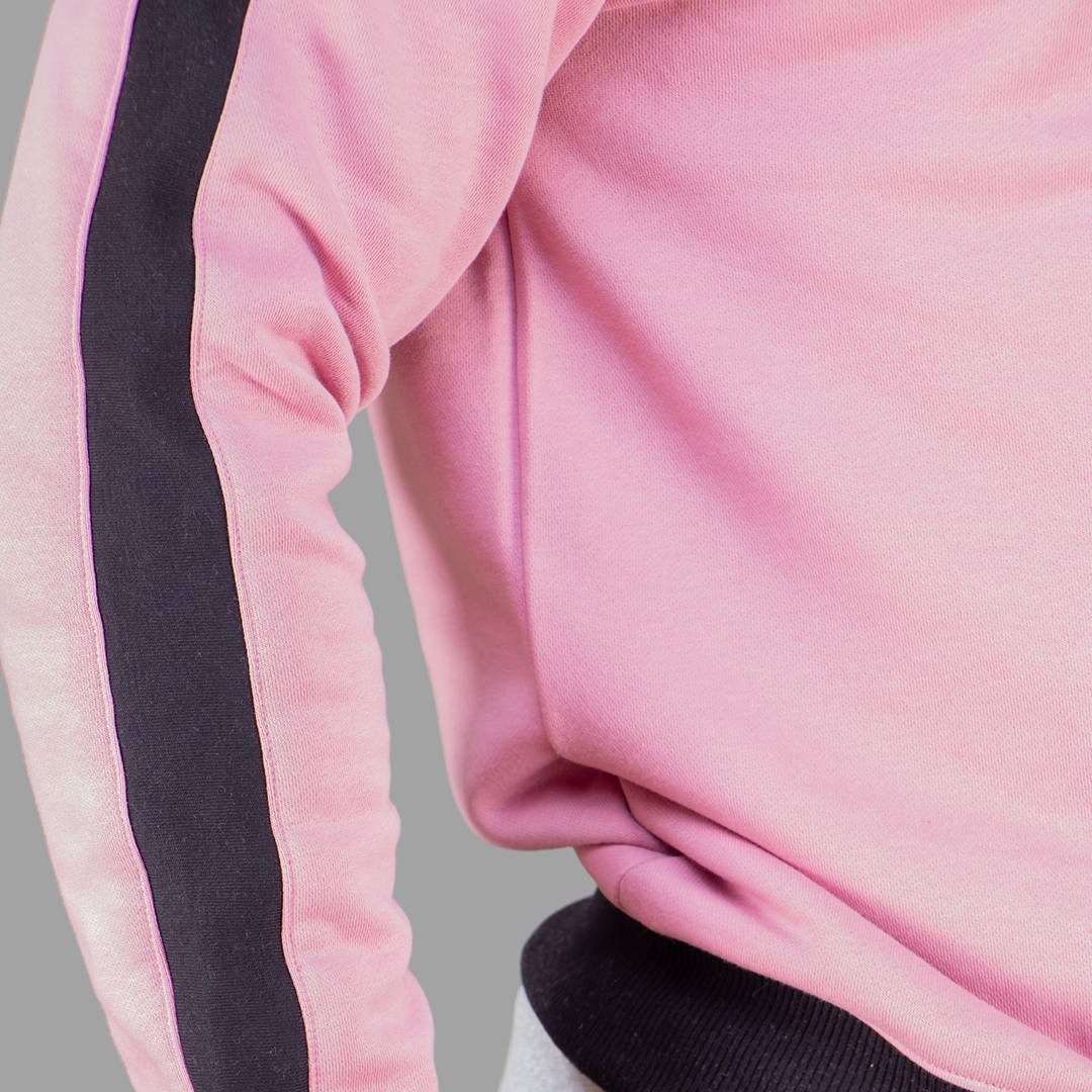 Men's Pink Sweatshirt Set (Black Stripes)