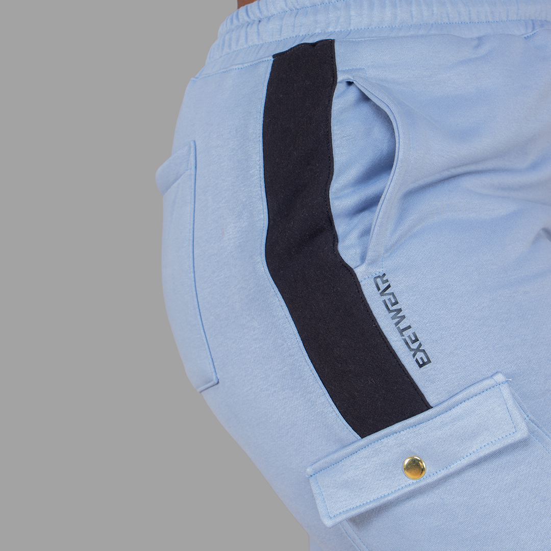 Women Sky Blue/Black SweatShort