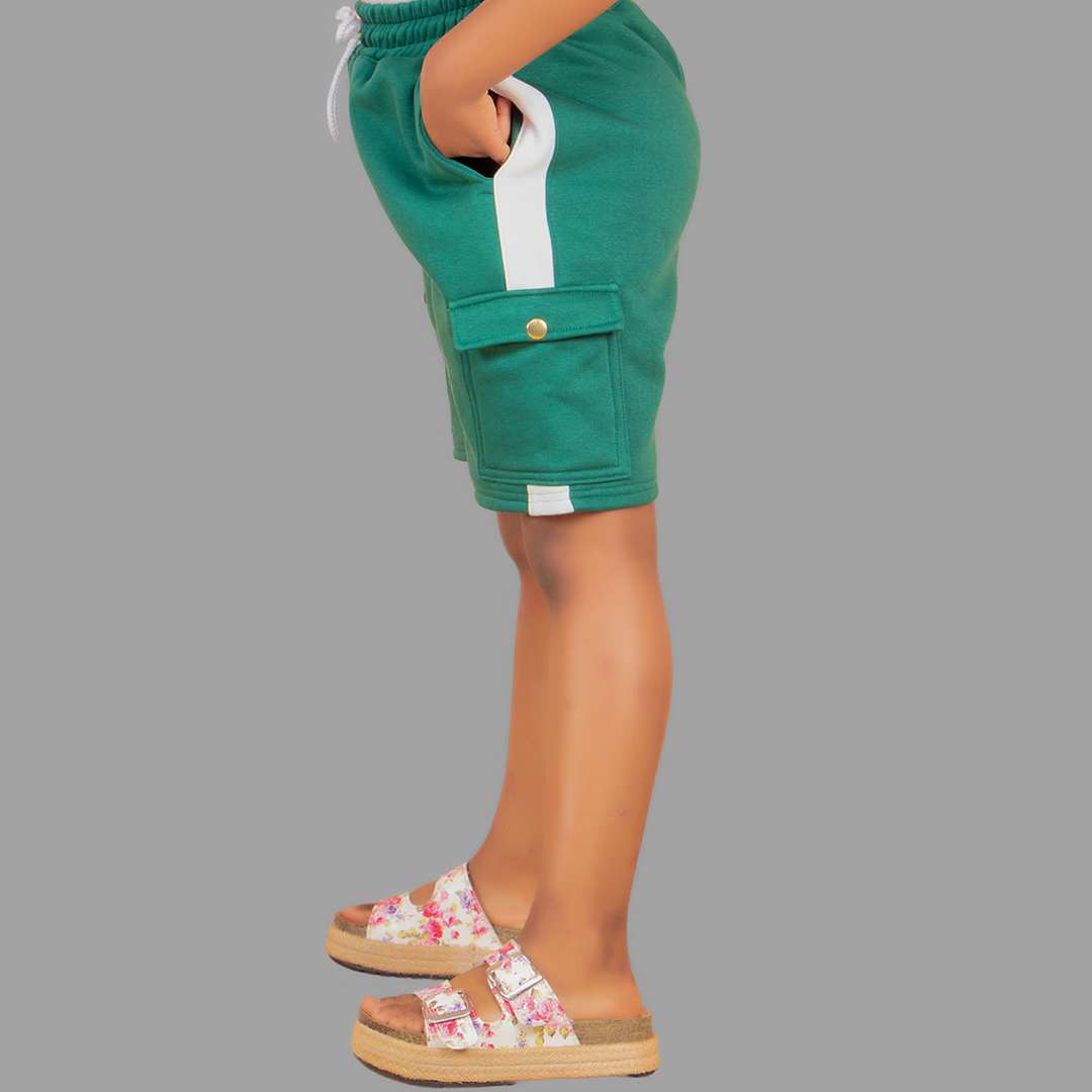 Girl's Green/White Sweatshort