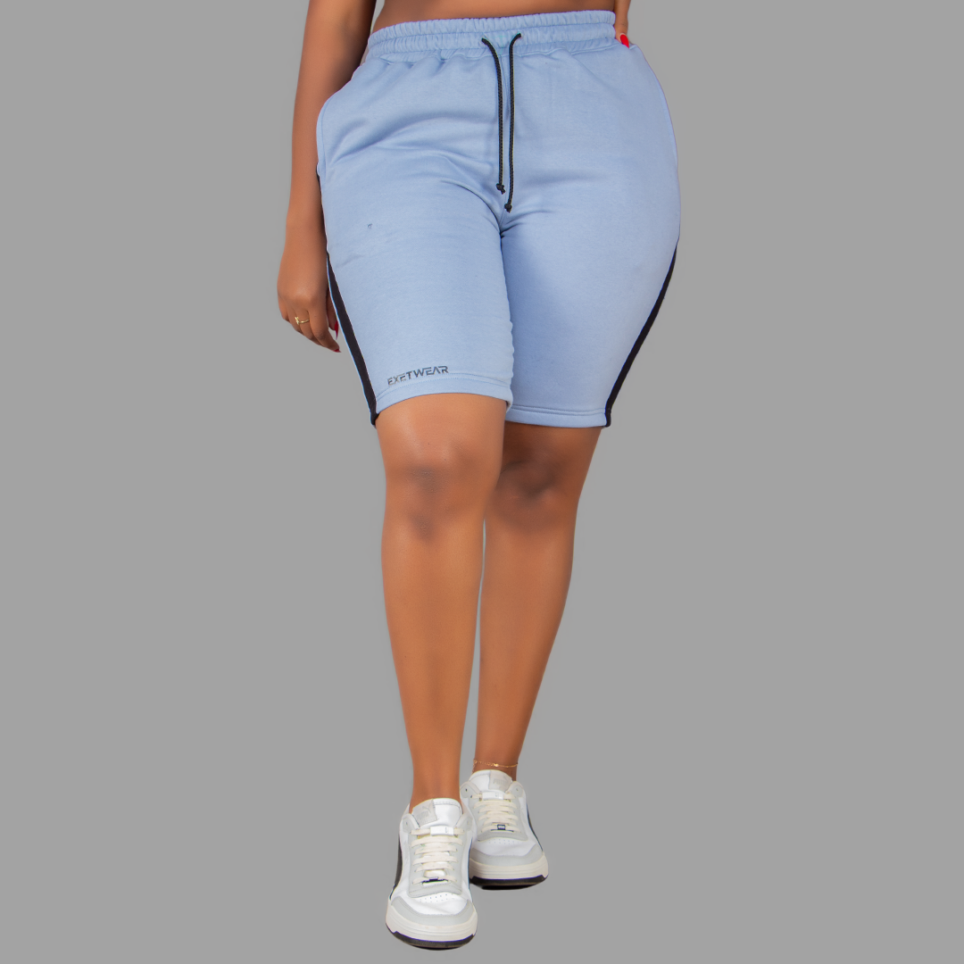 Women Sky Blue/Black Shorts