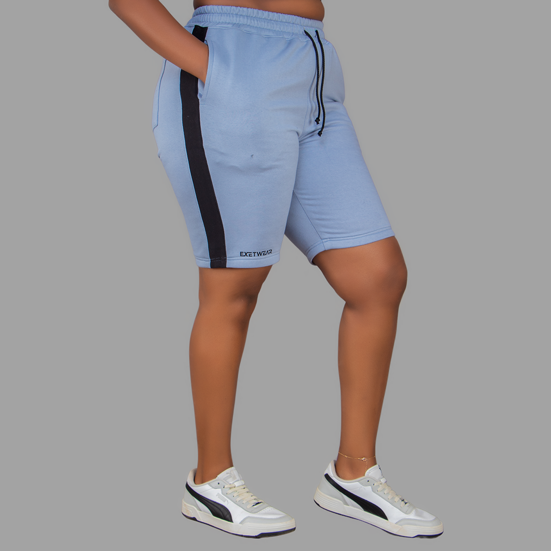 Women Sky Blue/Black Shorts