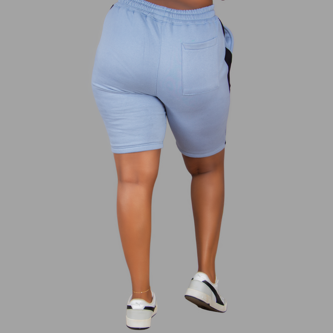 Women Sky Blue/Black Shorts