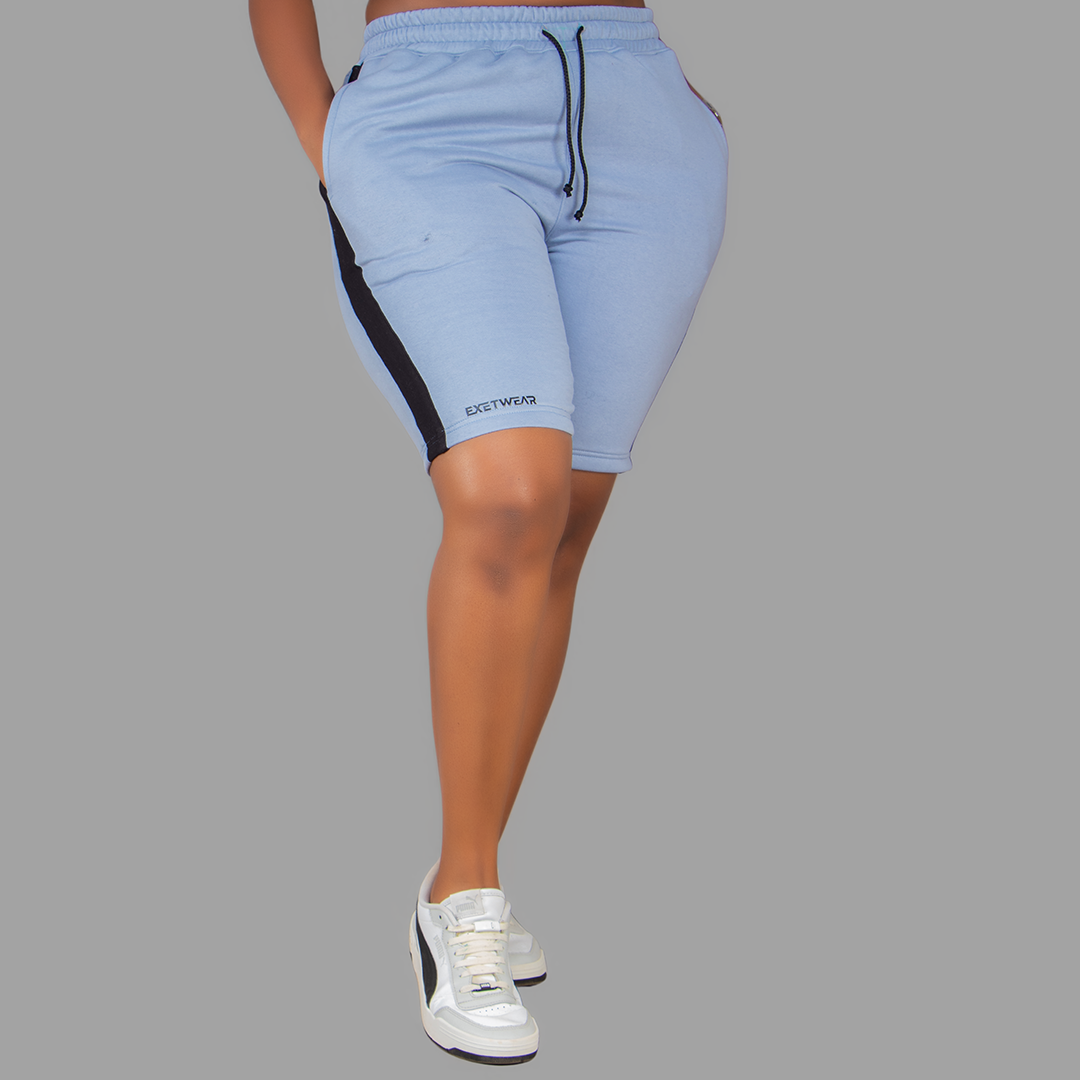 Women Sky Blue/Black Shorts