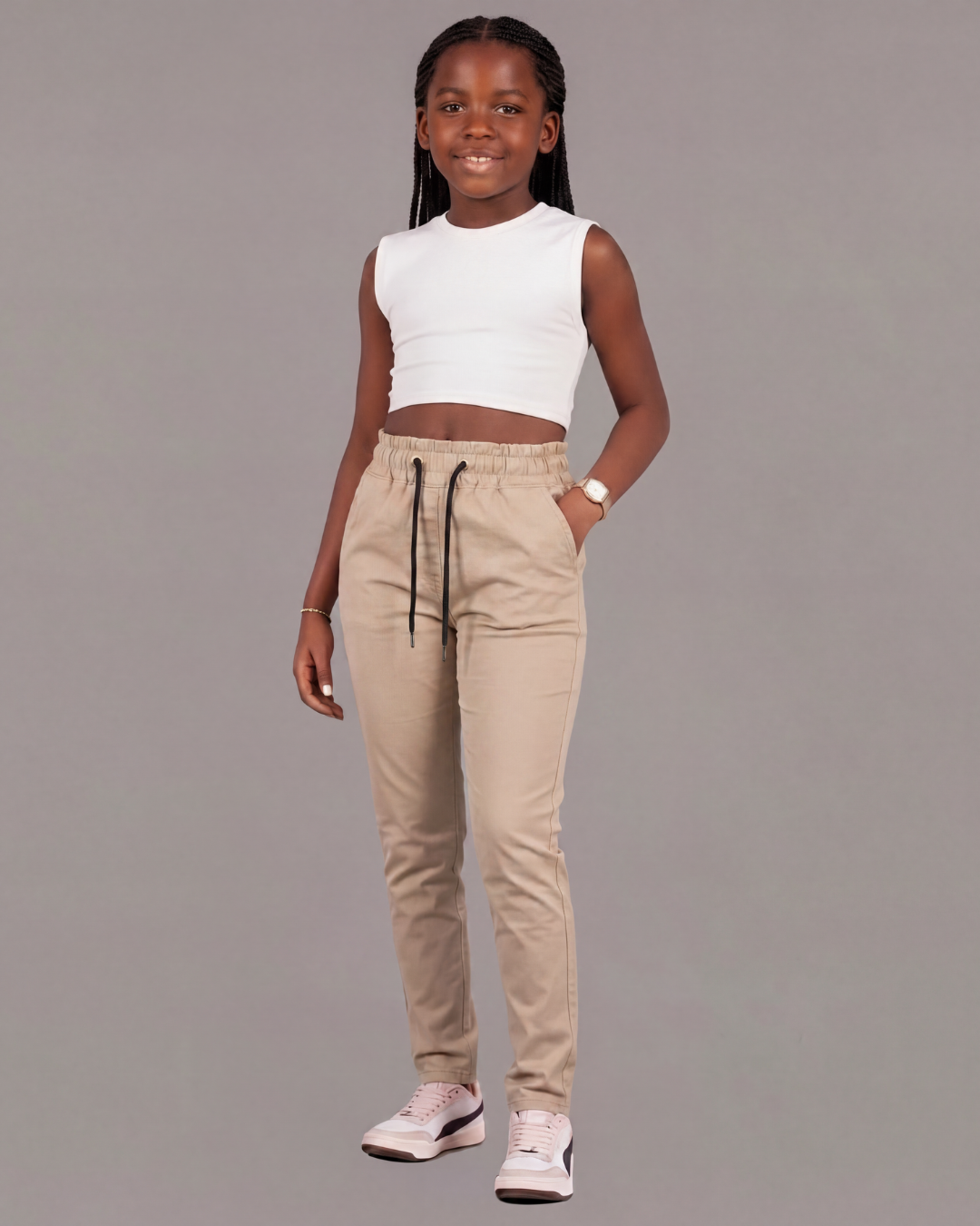 Girls’ Drawstring Chino Pants