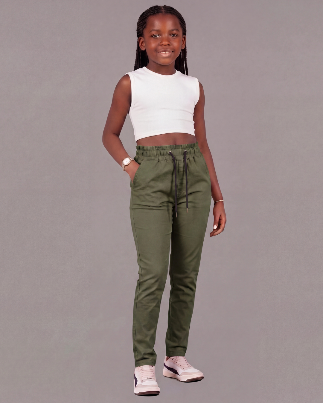 Girls’ Drawstring Chino Pants
